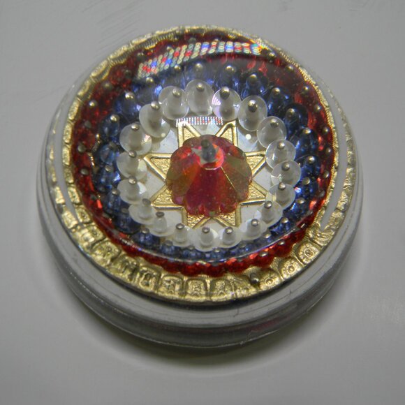 Vintage Handmade Patriotic Paperweight Decor Red White Blue Americana - Picture 2 of 5